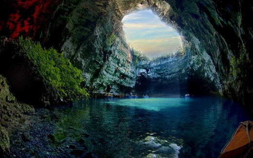 Melissani cave water Cefalonia Greece